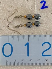Hematite & Gold Tone Beaded Necklace Drop Earrings Set Pierced Demi Parure
