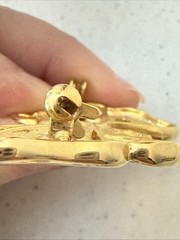 Vtg SIGNED AAI Gold Tone Faux Pearl Butterfly & Flower Brooch Pin 2 Set
