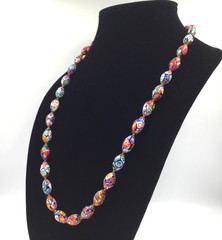 Vintage Murano Knotted Millefiori Venetian Glass Bead Necklace Barrel Clasp