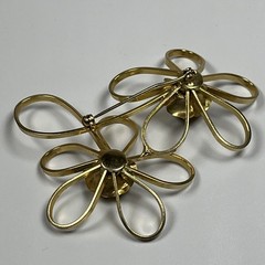 Gold Tone Metal Wire Abstract Modernist Flower Brooch Vintage 3″ X 2.4″