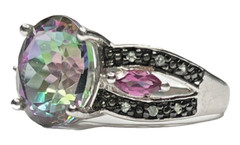 Gorgeous JTV Sterling 925 Mystic Fire Green Topaz Rhodolite Ring SZ 6 4.11CTW 4G