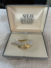 Designer NOLAN MILLER Bird Brooch Pavé Crystals Rhinestones Glamour Collection