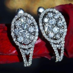 18k 750 white gold earrings 1.50ct natural diamond 0.74″ dangle 5.27gr N3643