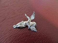 Vintage Cherub Cupid Angel Sterling Silver 925 Pendant 1.25″