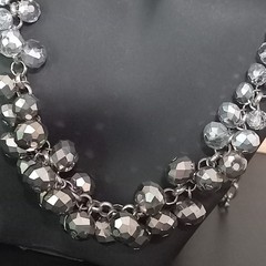 Vintage 24″ Opera Length Ombre Gradient Crystal Cluster Bib Statement Necklace