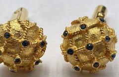 Vintage Christian Dior Brutalist Gold Tone Textured Signed Cufflinks Rare
