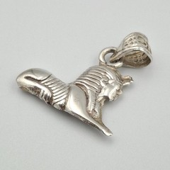 Vintage 925 Sterling Silver Double Sided Egyptian Great Sphinx of Giza Pendant