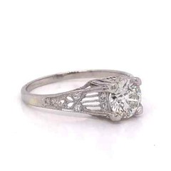 2Ct Lab Created Diamond Vintage Art Deco Style Engagement 14K White Gold FN Ring