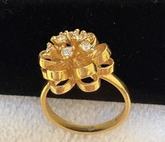 Vintage 18K Yellow Gold plated Ring Clear Rhinestones Size 9 Grams 5.3