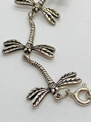 Vintage Dragonfly Sterling Silver Bracelet 6 3/4” Marked Sterling & 925