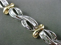 ESTATE 2.0CT BAGUETTE DIAMOND 14KT WHITE & YELLOW GOLD INFINITY TENNIS BRACELET