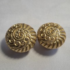 Shirt Studs Collar Stud Cufflinks 14k Gold Plated Very Fine Repouse Nautilus