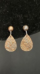 copper oval Clip on Earrings western Style Embossed Vintage