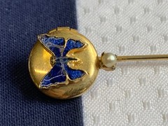 Vtg – Antique Stick Pin Lot Enamel Rhinestone Cloisonne Locket Costume Jewelry