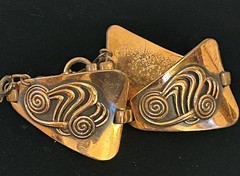 Vitg Copper Modernist Unique Abstract Swirl Link Bracelet