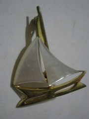 Brass Sailboat 1 1/4″ Brooch w/ “Mother of Pearl” Sails, Compare on Etsy @ $85+