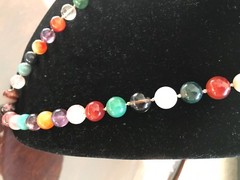 SUPERB VINTAGE CHINESE JADE /AGATE QUARTZ TURQUOISE SILVER BEADS