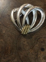 Two Tone Silver & Gold Color Vintage Napier Loop Brooch Pin Fashion Jewelry