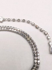 Vintage JOMAZ Signed Joseph Mazer Clear Rhinestone Silver Tone Necklace ⚠️Read