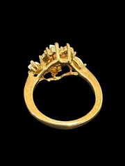 Uncas Vintage Ring 1960s Gold Tone Costume Cocktail Faux Navette Opals Clear