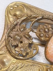 ANTIQUE ART NOUVEAU DECO Grape NEIGER CZECH GLASS JEWEL SASH PIN BROOCH7.5*4.5cm