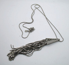 Vintage RJ Graziano 30″ Art Deco style rhinestone pave tassel pendant necklace