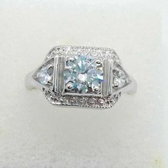 Art Deco 2Ct Round Cut Lab Created Diamond Party Wear 14K White Gold Finish Ring