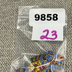 Vintage Art Deco Brooch Pot Metal Colorful Czech Rhinestones 2 Inches READ