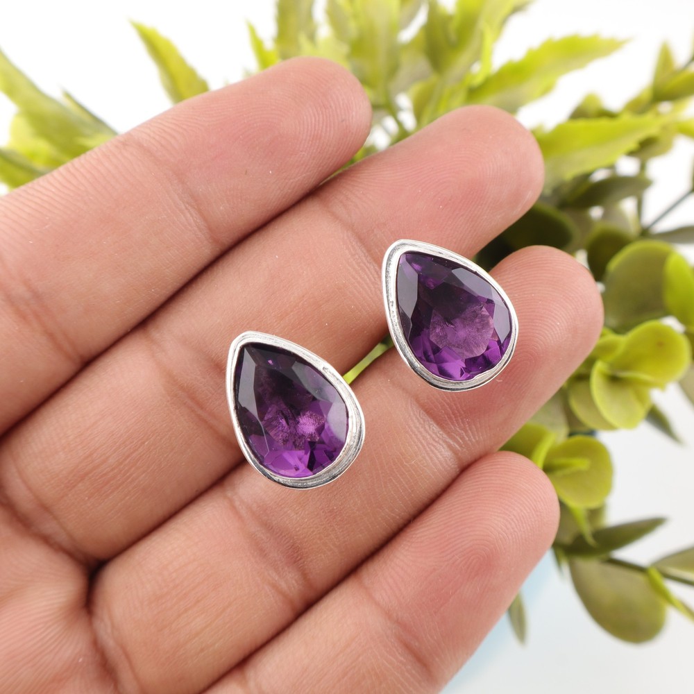 925 Sterling Silver Iolite Gemstone Purple Business Formal Unique Mens Cufflinks
