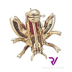 Mint Vintage Maison Behar M-BE Germany Gold Over Sterling Mint Bug Coral Brooch