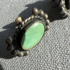 Vintage Turquoise & Silver Metal Earrings; Beautiful Shade of Turquoise / Green