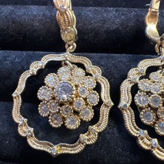 Carol Lee Gorgeous Rhinestone Big Dangle Pierced Earrings