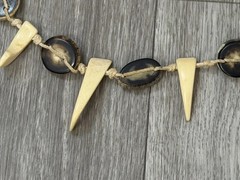 Vintage Handmade Knotted Carved Shell Boho Tribal Necklace