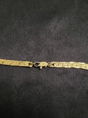 Vintage Yellow Gold Tone Textured Solid Nugget Link Chain Necklace Unisex Boho