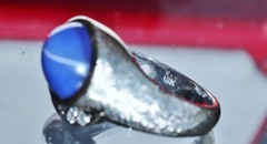 18k white gold sz 9.75 ring 6.32c Lindy star lab created sapphire diamond 8.35g