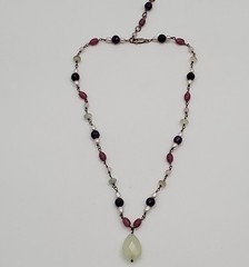 VTG 925 Pearl and Gemstone Jade Teardrop Necklace 18in Sterling Silver 12gtw