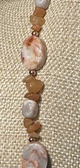 VTG Polished Quartz Agate Stone Gemstone Necklace 20” Toggle Clasp Copper Accent