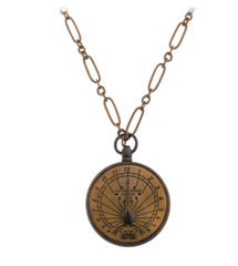 Vintage Style Gold Tone Brass Sundial Necklace 30″