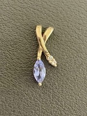 14KT Yellow Gold 0.15CT Tanzanite & 0.02CTW Diamond Pendant (K150)