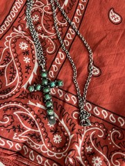RRL Double RL Vintage Collection Sterling Silver Navajo Turquoise Cross Necklace