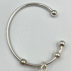Vintage Y2K Silver Tone Purse Charm Cuff Bracelet Retro Boho Style Classic