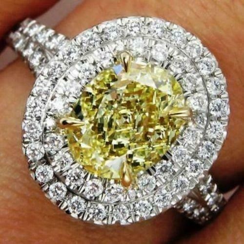 Art Deco 3.20 Ct Canary Diamond Antique Vintage Wedding Ring 925 Sterling Silver