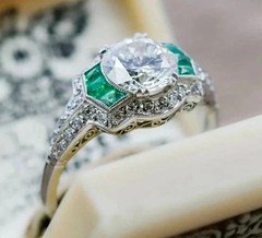 Art Deco Style 2 Ct Round Lab Created Diamond 925 Silver Ring Engagement/Wedding