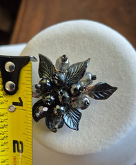 Vintage Western Germany Silver, and dark grey beaded brooch