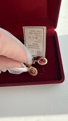Vintage USSR 925 Sterling Silver Gold Plated Red Corundum Earrings NOS