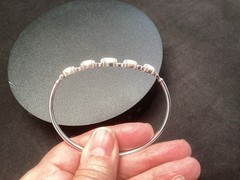 White Fire opal 5 stone hinged sterling silver vintage bangle Bracelet
