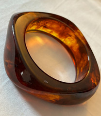 Vintage Acrylic Resi Bangle Irregular Geometric statement Bracelet Brown Amber