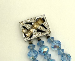 Vintage Sky Blue Faceted Crystal Beaded Multi Strand Bracelet
