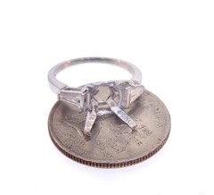 Vintage 1960’s Platinum 2 Tapered Baguette Engagement Ring Setting