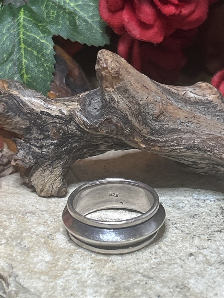 56. Vintage Modern Sterling Silver 925 Carinated Spinner Band Ring 10.2g, 10.25s